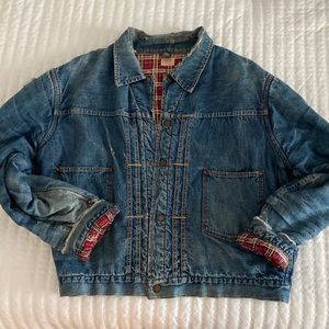 Vintage Denim Jacket Flannel Lined and Filled